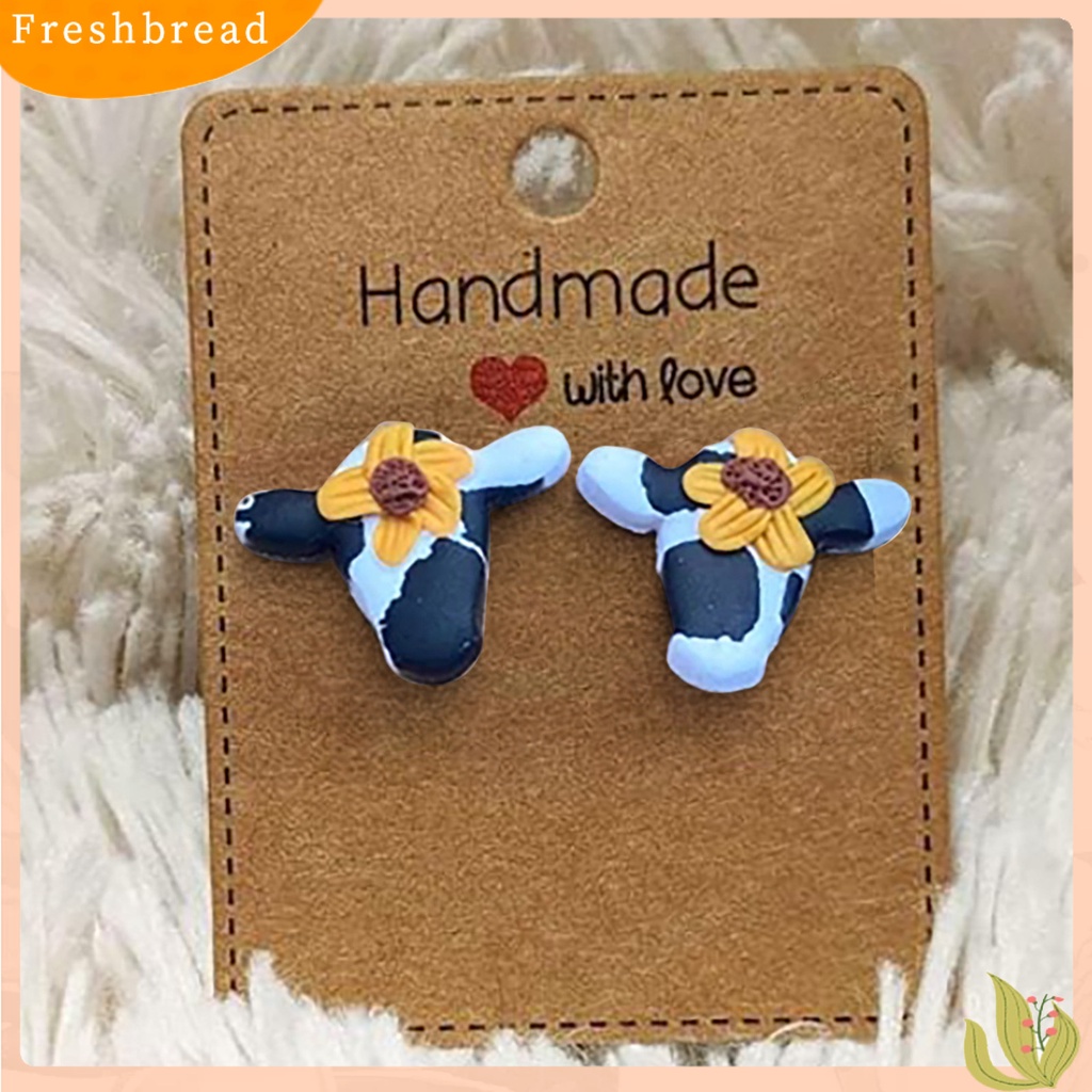 &lt; Freshbread &gt; 1pasang Ear Studs Acrylic Lucu Kecil Padat Kepribadian Hadiah Hypoallergenic Dairy Cow Shape Women Earrings Fashion Jewelry