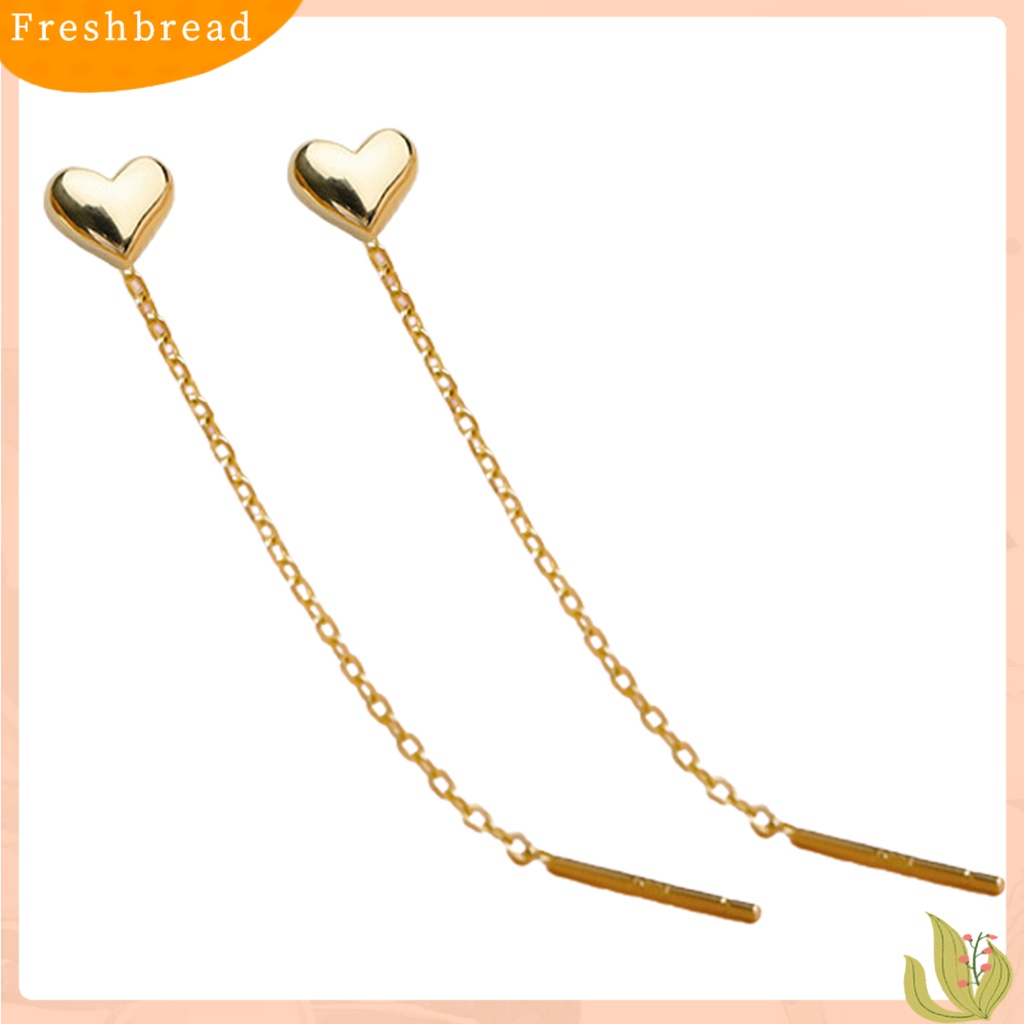 &lt; Freshbread &gt; 1pasang Tindik Temperamen Ringan Lady Earrings Jantung Kecil Panjang Rumbai Drop Earrings Aksesoris Perhiasan