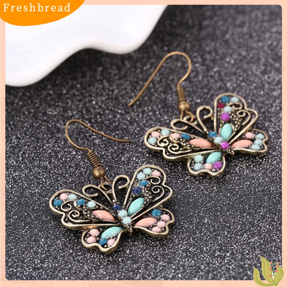 &lt; Freshbread &gt; Bohemian Wanita Kupu-Kupu Capung Berlian Imitasi Pesona Kait Anting Perhiasan Hadiah