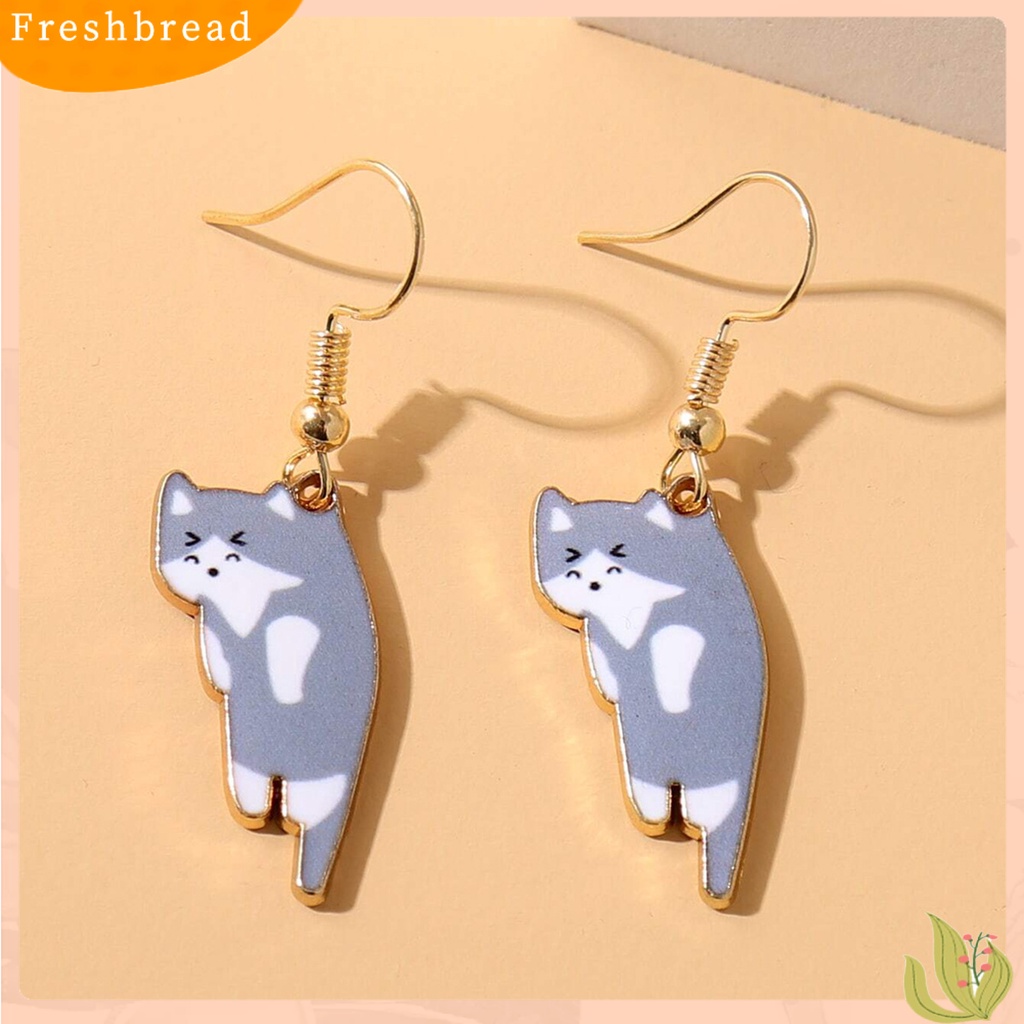 &lt; Freshbread &gt; 1pasang Anting Kait Perhiasan Lapis Hewan Kartun Kilau Terang Drop Earrings Untuk Pacaran