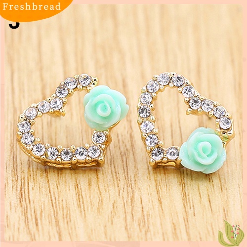 &lt; Freshbread &gt; Wanita Cinta Hati Berlian Imitasi Bunga Mutiara Imitasi Ear Studs Earrings Perhiasan Hadiah