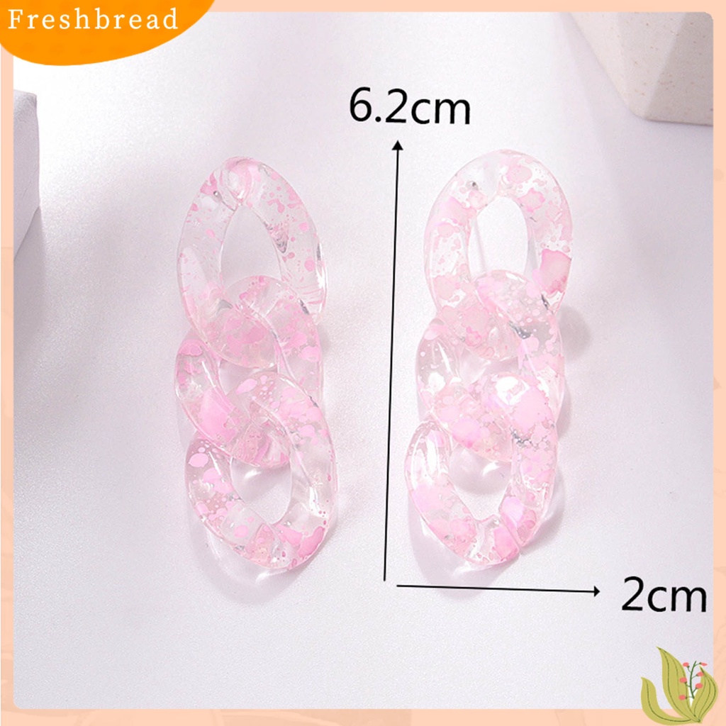 &lt; Freshbread &gt; 1pasang Anting Wanita Rantai Kuba Perhiasan Transparan Geometris Bohemian Drop Earrings Untuk Pesta