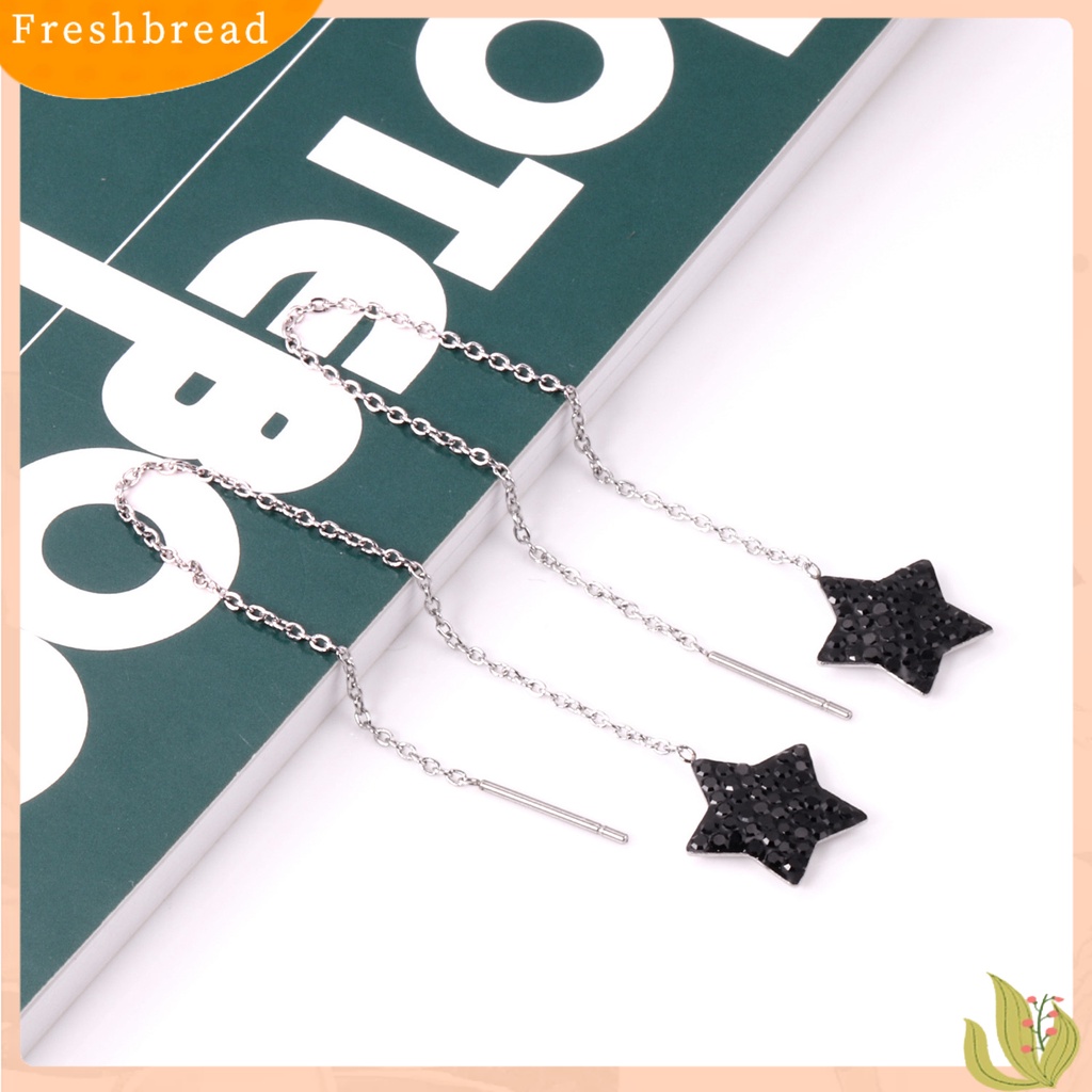 &lt; Freshbread &gt; 1pasang Anting Pejantan Rumbai Lurus Gantung Eropa Dan Amerika Berlebihan Geometris Telinga Dekorasi High-end Pentagram Bintang Kembali Gantung Drop Earrings Perhiasan Fashion