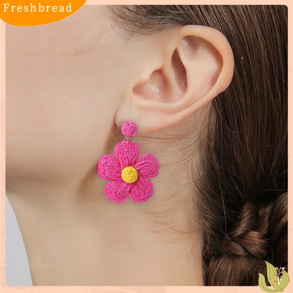 &lt; Freshbread &gt; 1pasang Anting Wanita Bunga Warna Cerah Perhiasan Gaya Liburan Floral Drop Earrings Untuk Pantai