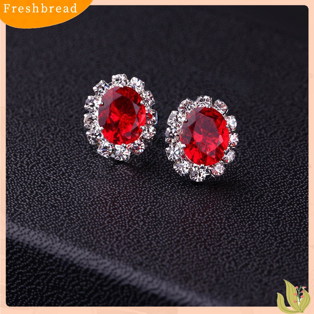 &lt; Freshbread &gt; Fashion Wanita Lady Elegan Berlian Imitasi Bunga Ear Stud Earrings Hadiah Perhiasan