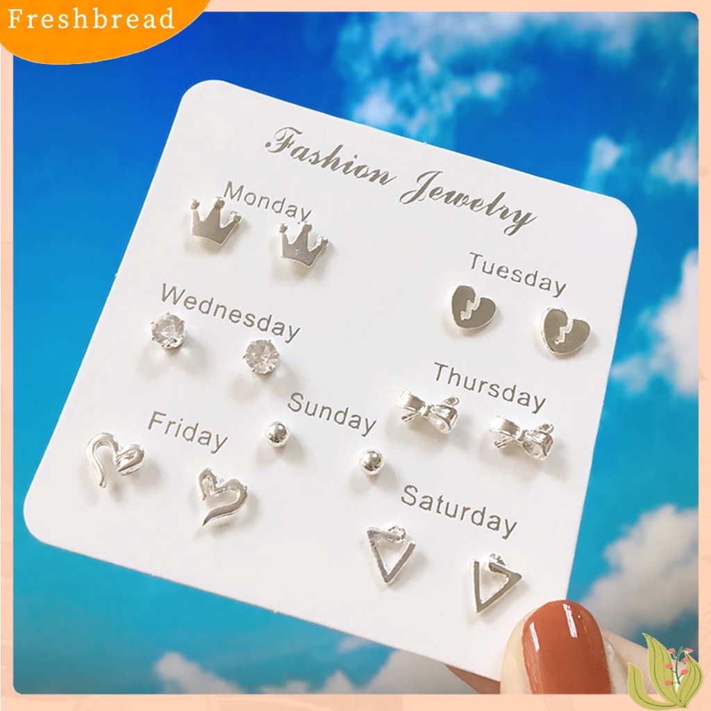 &lt; Freshbread &gt; Anting Tusuk Telinga Tema Minggu Perhiasan Fashion Anting Bintang Alloy Lucu Untuk Pesta