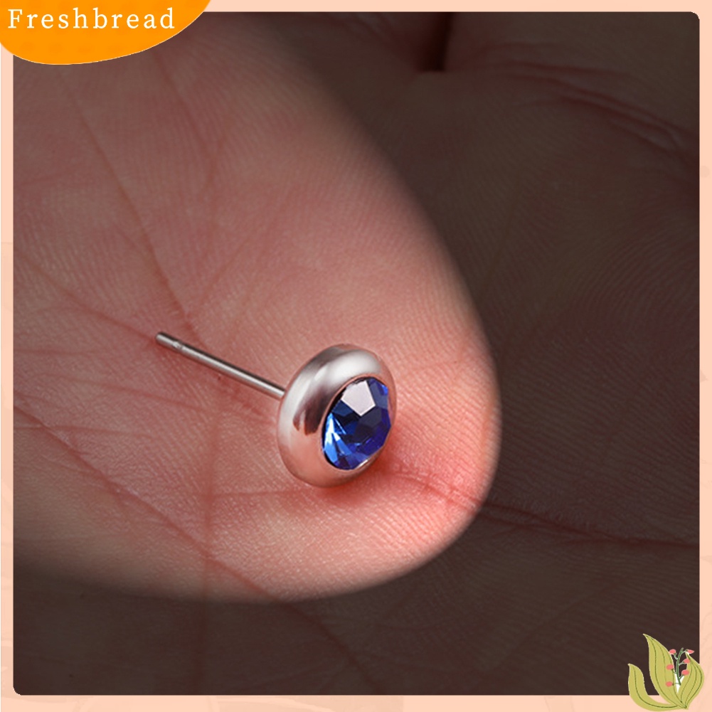 &lt; Freshbread &gt; Unisex Berlian Imitasi Stainless Steel Ear Stud Earrings Helix Piercing Perhiasan Hadiah