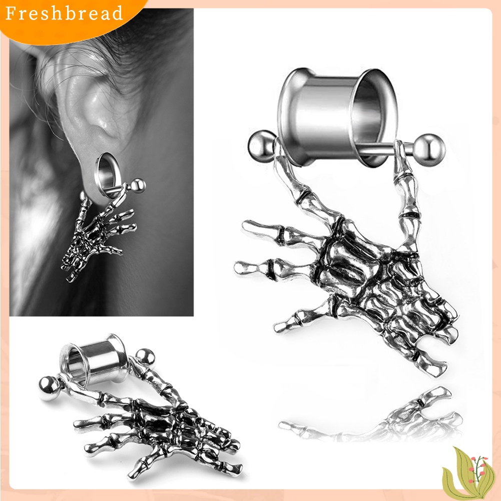 &lt; Freshbread &gt; Fashion Unisex Skeleton Tangan Liontin Barbel Telinga Daging Terowongan Expander Piercing