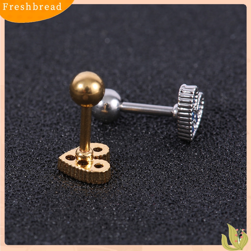 &lt; Freshbread &gt; 1Pc Wanita Berlian Imitasi Hias Jantung Telinga Stud Anting Tindik Tulang Rawan Perhiasan