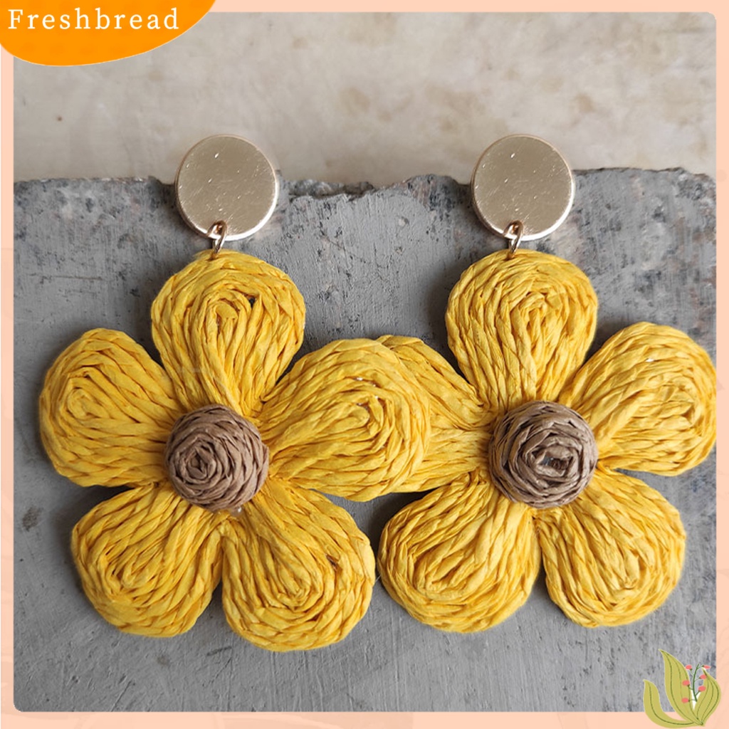 &lt; Freshbread &gt; 1pasang Anting Wanita Bunga Warna Cerah Perhiasan Gaya Liburan Floral Drop Earrings Untuk Liburan