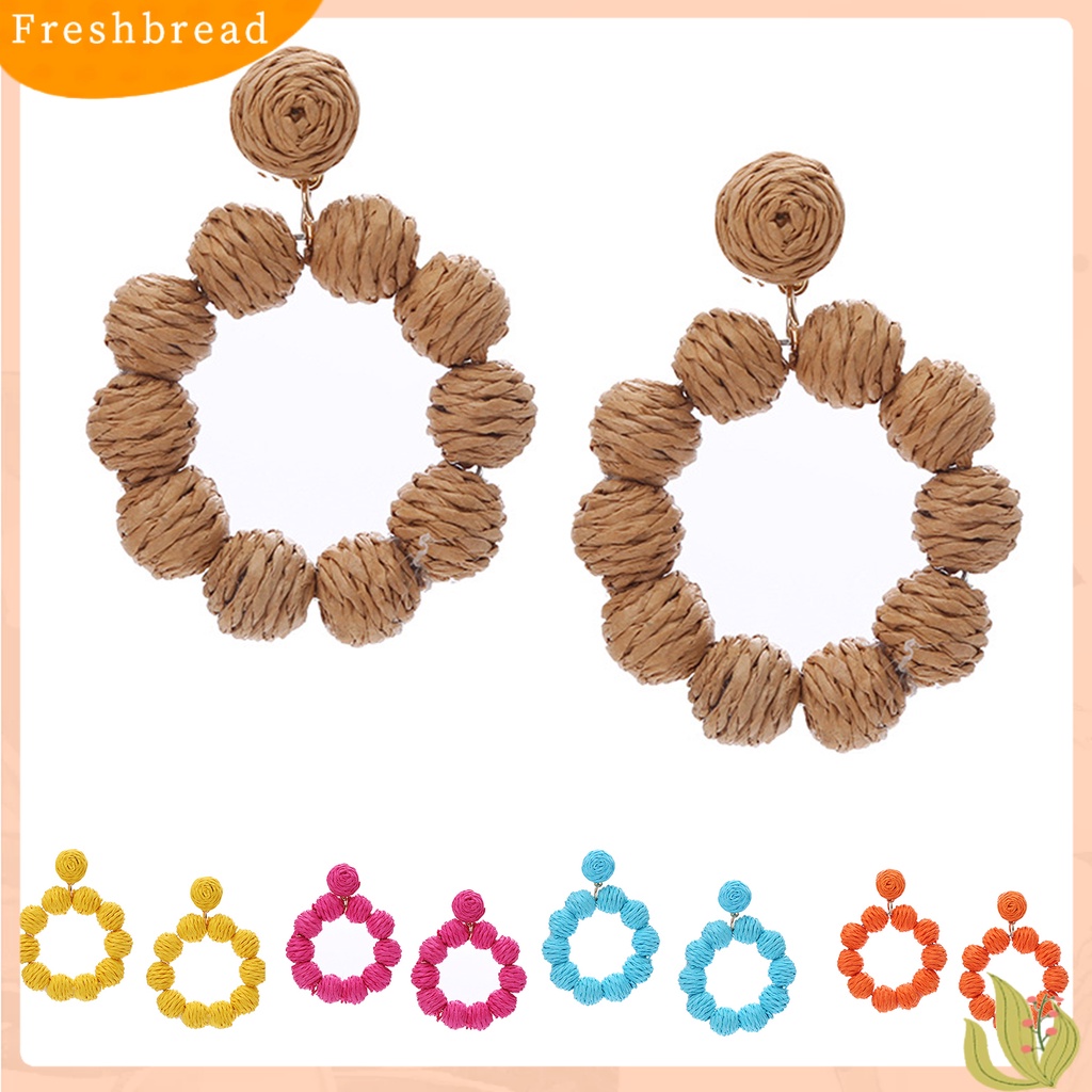 &lt; Freshbread &gt; 1pasang Drop Earrings Bulat Perhiasan Gaya Liburan Bohemian Geometris Menjuntai Anting Untuk Liburan