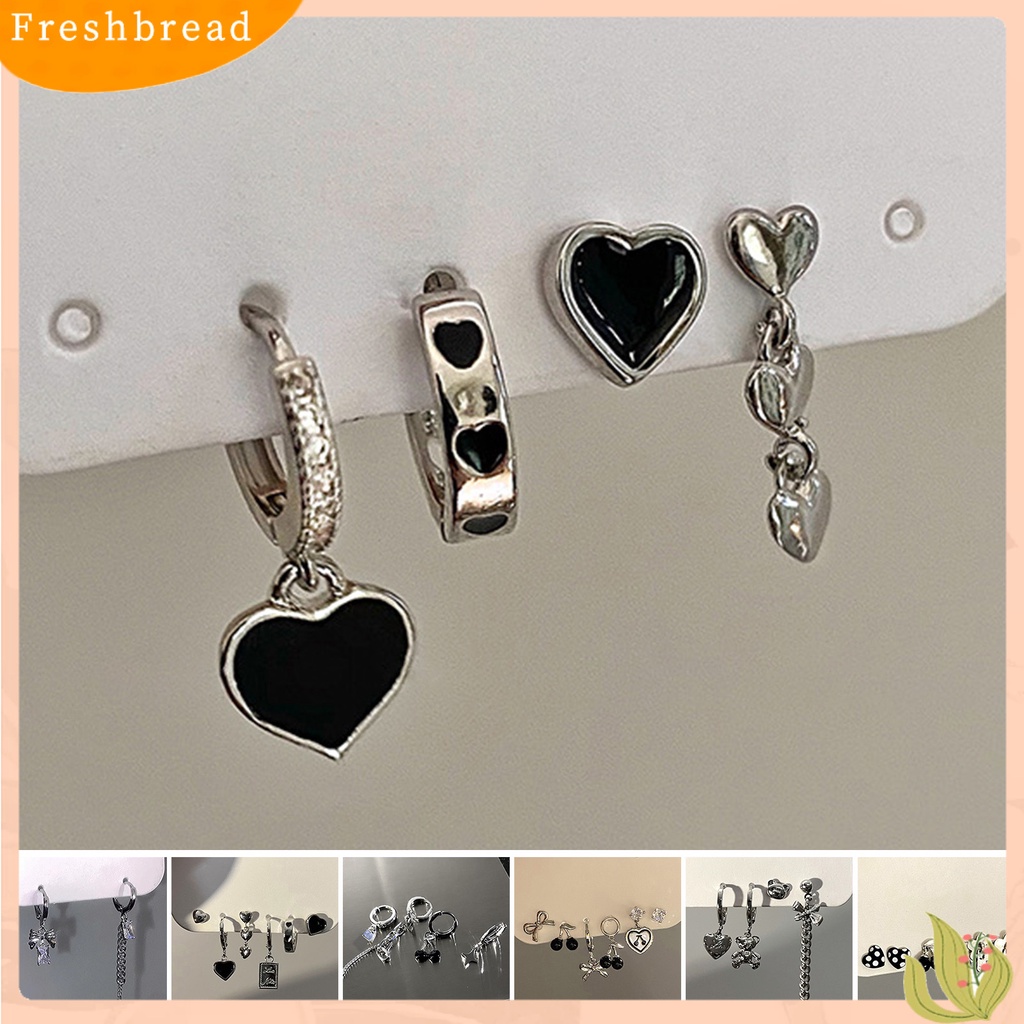 < Freshbread > 1set Anting Wanita Manis Keren Gothic Multi-Gaya Hadiah Elegan Alloy Cinta Hati Berbentuk Hoop Menjuntai Stud Earrings Kit Untuk Pacaran