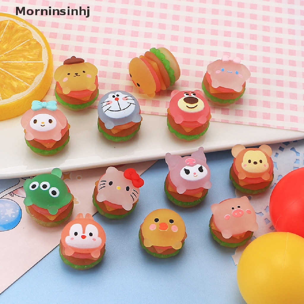 Mornin 10 Pcs Kartun Bercahaya Hewan Hamburger Cream Lem DIY Ponsel Shell Perhiasan Resin Aksesoris id