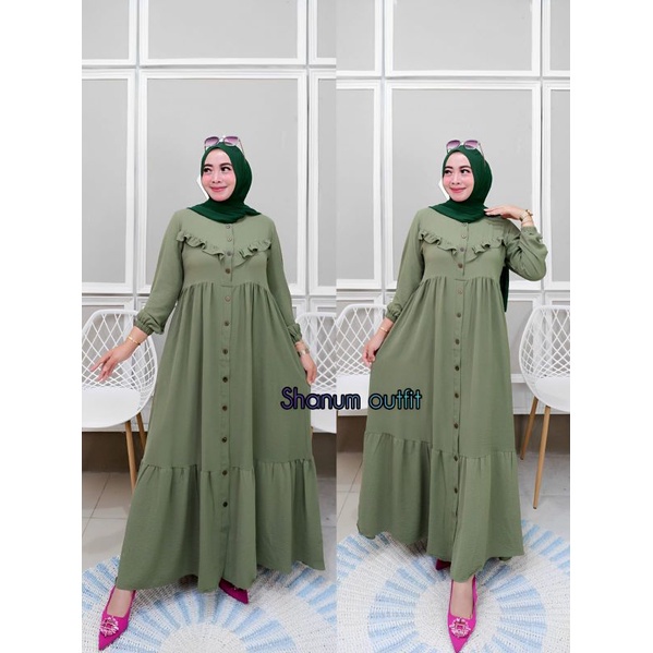 Gamis Crinkle Airflow Import | Gamis Muslimah Wanita Terbaru | Pakaian Wanita Muslimah Kekinian | Oo