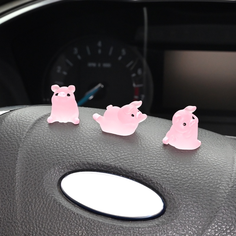 Kreatif Dashboard Mobil Mini Pink Kecil Babi Ornamen Resin/Otomotif Hias Boneka Piglet Lucu/DIY Aksesoris Interior Kendaraan