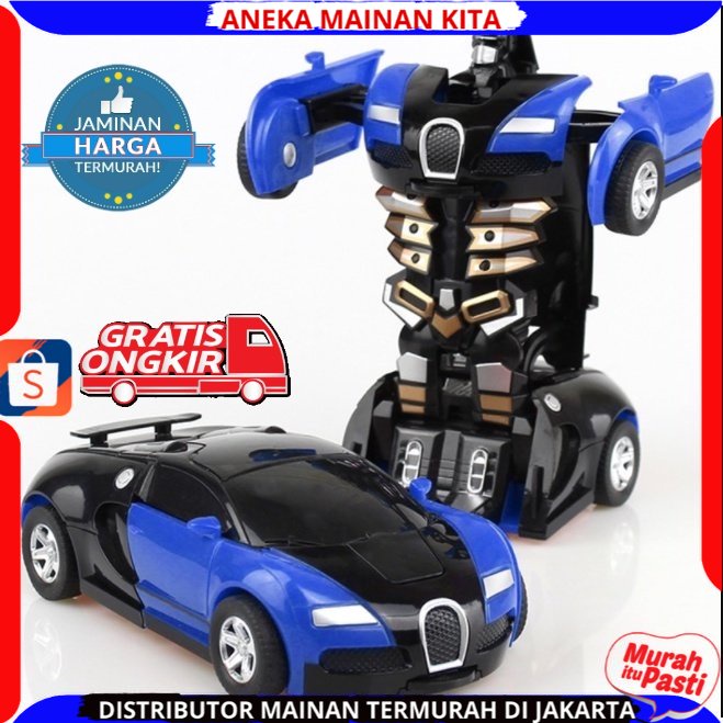 PROMO MOBIL MAINAN ANAK / MOBIL ROBOT TRANSFORMER PULLBACK 2 IN 1 DEFORMATION