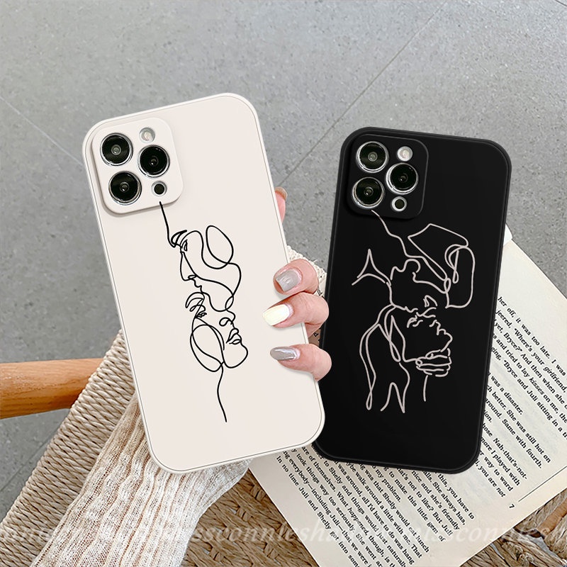 Casing Motif Samping Redmi 12C 10 9A 9 A1 9T 9C NFC Note11 11s 10s 9 8 10 Pro Plus Poco M4 F4 M5 M3 Pro F3 X3 Pro M3 MI 10 11 Lite 10T Art Abstrak Geometri Wajah Case Tepi Lurus