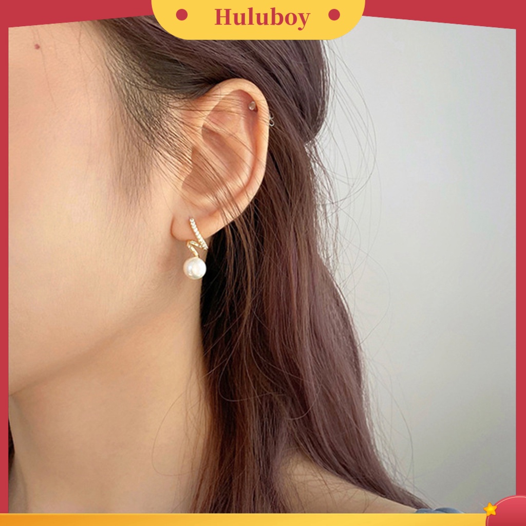 {Ready Stock} 1pasang Anting Pejantan Memutar Berlian Imitasi Perhiasan Gaya Korea Mutiara Imitasi Stud Earrings Perhiasan Hadiah