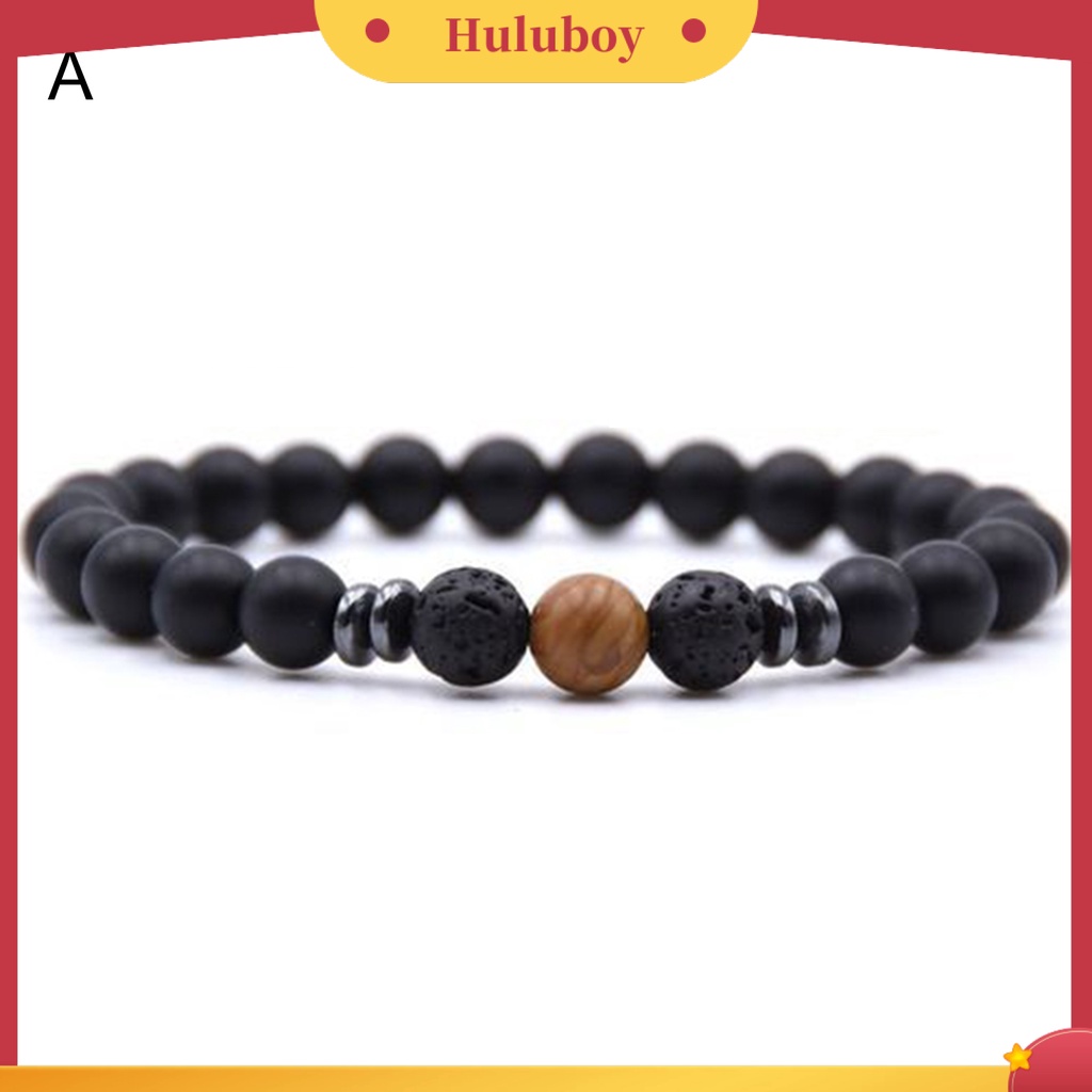 {Ready Stock} Gelang Yoga Adjustable 8mm Manik-Manik Alami Matte Hitam Batu Vulkanik Gelang Wanita Pria Perhiasan