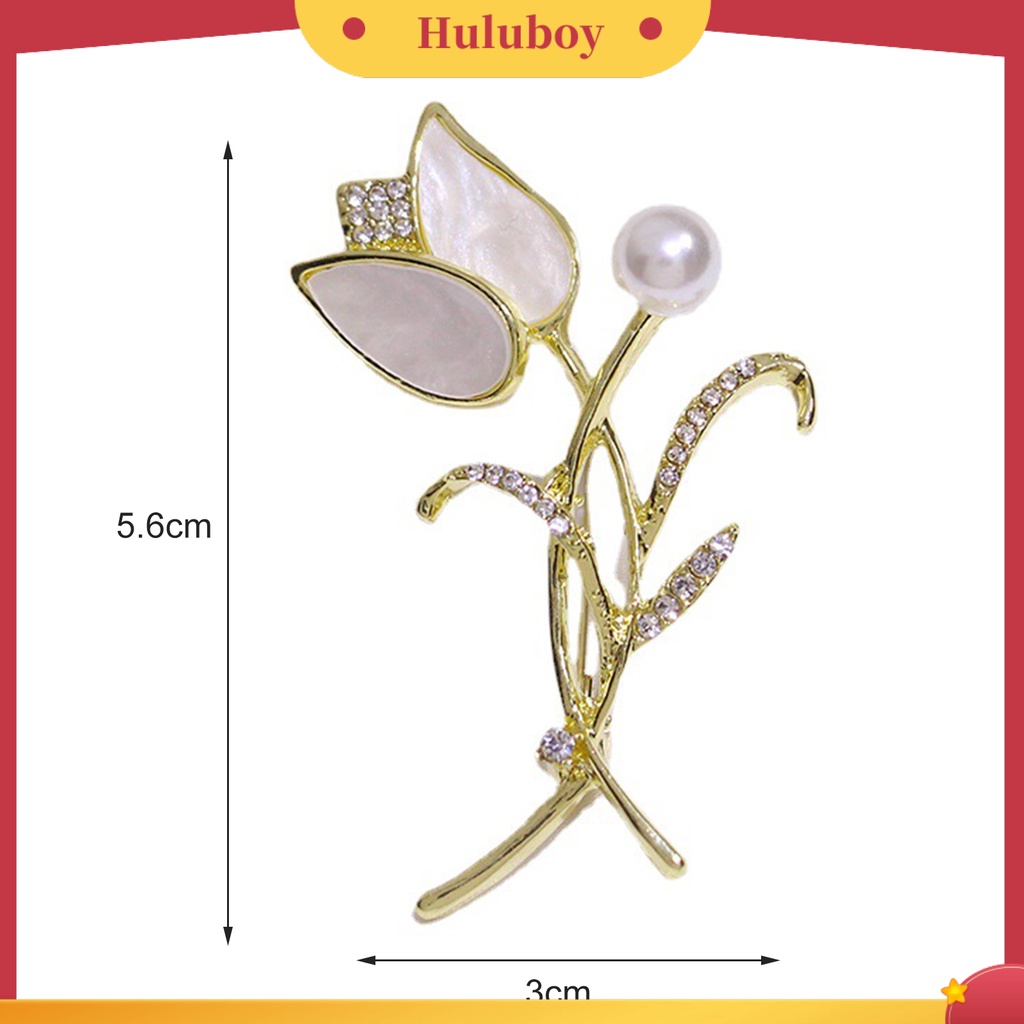 {Ready Stock} Bros Pin Bentuk Tulip Manik Putih Hias Dekorasi Temperamen Pakaian Pencocokan Perhiasan Aksesoris Wanita Mutiara Berlian Imitasi Pin Untuk Pacaran