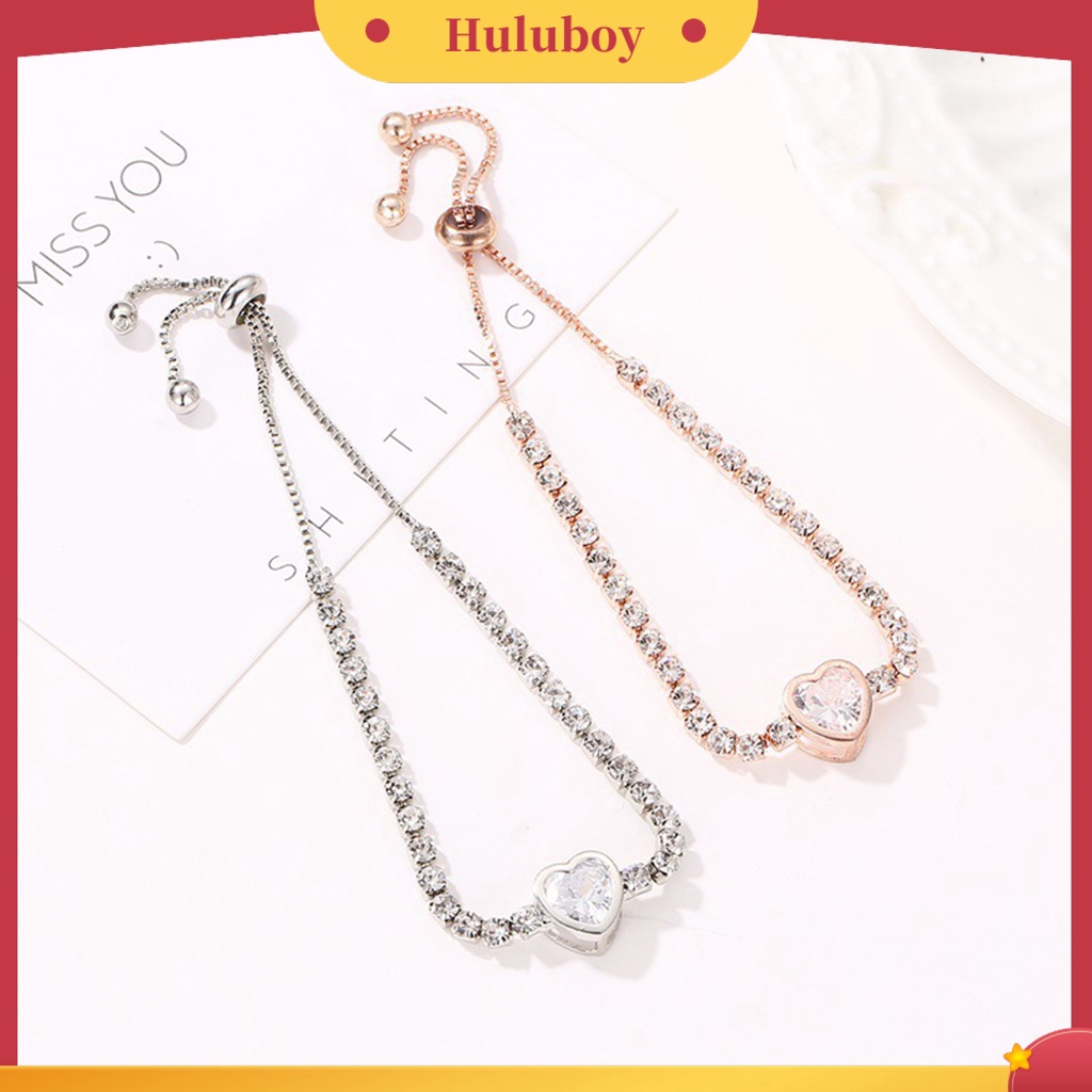 {Ready Stock} Gelang Wanita Hati Cubic Zirconia Perhiasan Bersinar Gaya Korea Bangle Untuk Pesta