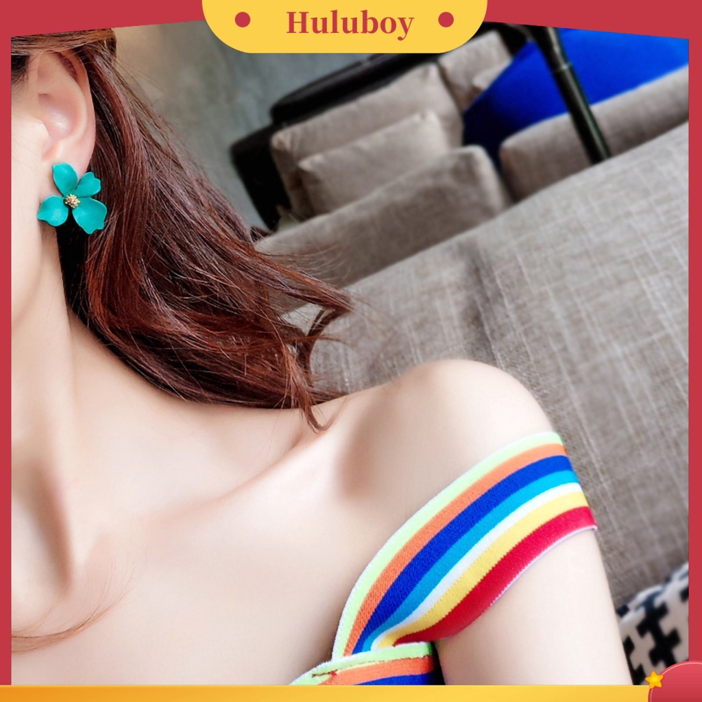 {Ready Stock} 2Pcs Anting Wanita Bentuk Bunga Bahan Alloy Anti Karat Ear Studs Earrings Jewelry Untuk Pesta