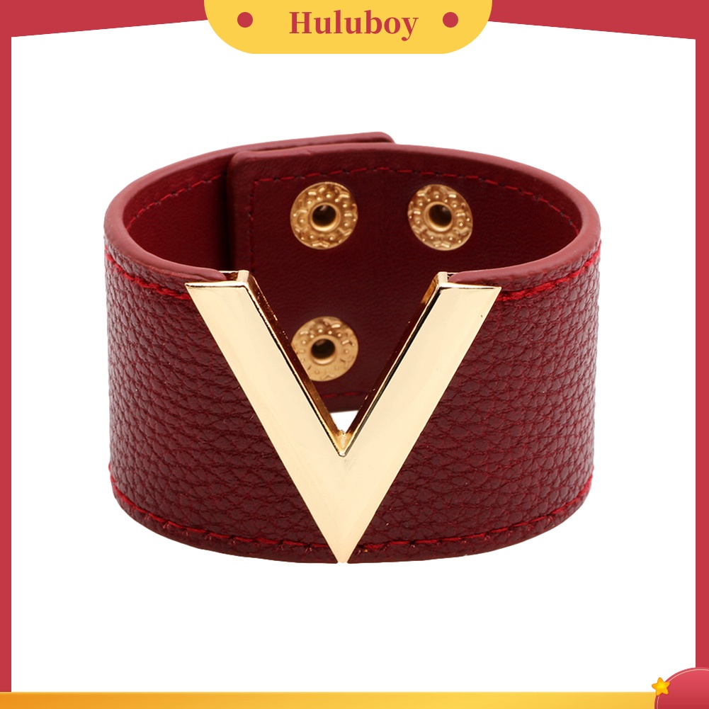 {Ready Stock} Wanita Lebar V Bentuk Gelang Bangle Gelang Fashion Tombol Pesta Perhiasan Hadiah