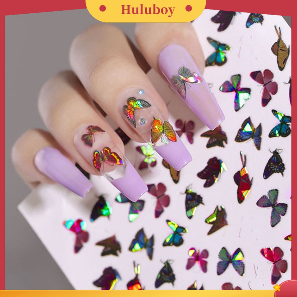 {In Stock} Stiker Nail Art Perekat Diri Pola Indah Eye-catching Hidup Kuku Kupu-Kupu Stiker DIY Nail Art Decal Nail supplies