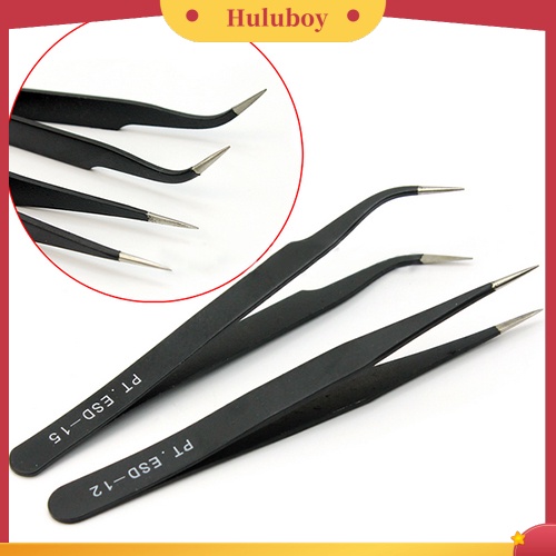 {In Stock} 2Pcs Pinset Lurus Lengkung Untuk Nail Art Eyelash Extension Nipper Picking Tool