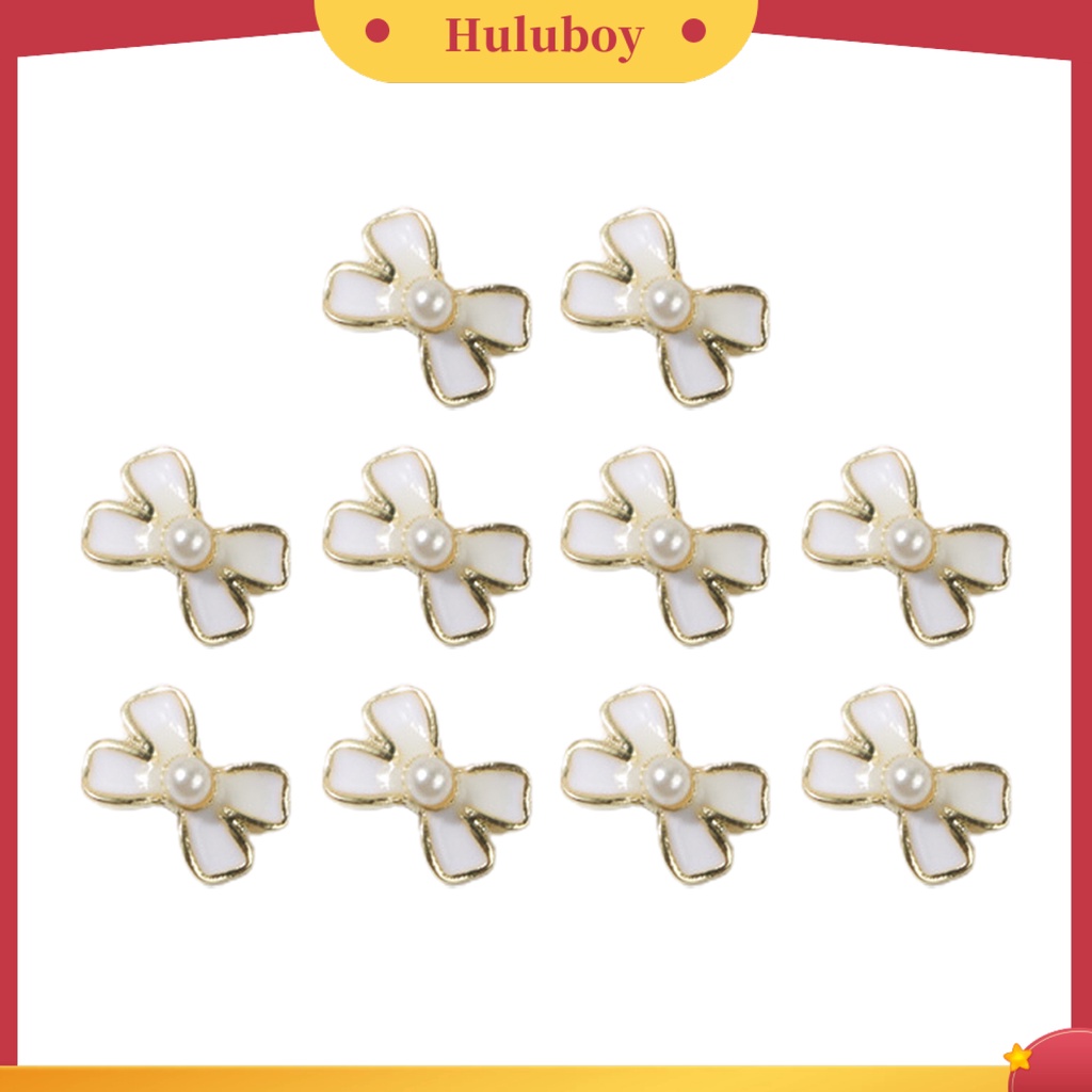 {In Stock} 10Pcs Ornamen Kuku Bentuk Unik Desain Mutiara Imitasi Warna Vibrant Menakjubkan Efek Visual 3D Bow-knot Nail Charms Ornamen Perhiasan Manicure Untuk Salon Kuku