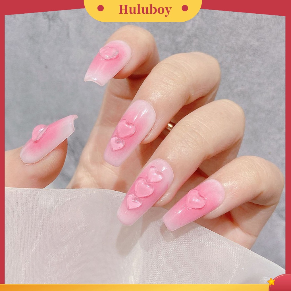 {In Stock} 100Pcs/tas Aksesoris Kuku Fleksibel Pengerjaan Halus Resin 3D Bentuk Hati DIY Nail Art Charm Untuk Rumah