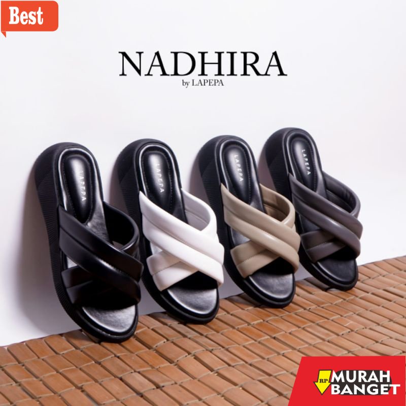 Sendal wanita buat lebaran- Lapepa NADHIRA Sandal Wanita Model Silang Double Strap Sendal Selop Cewe