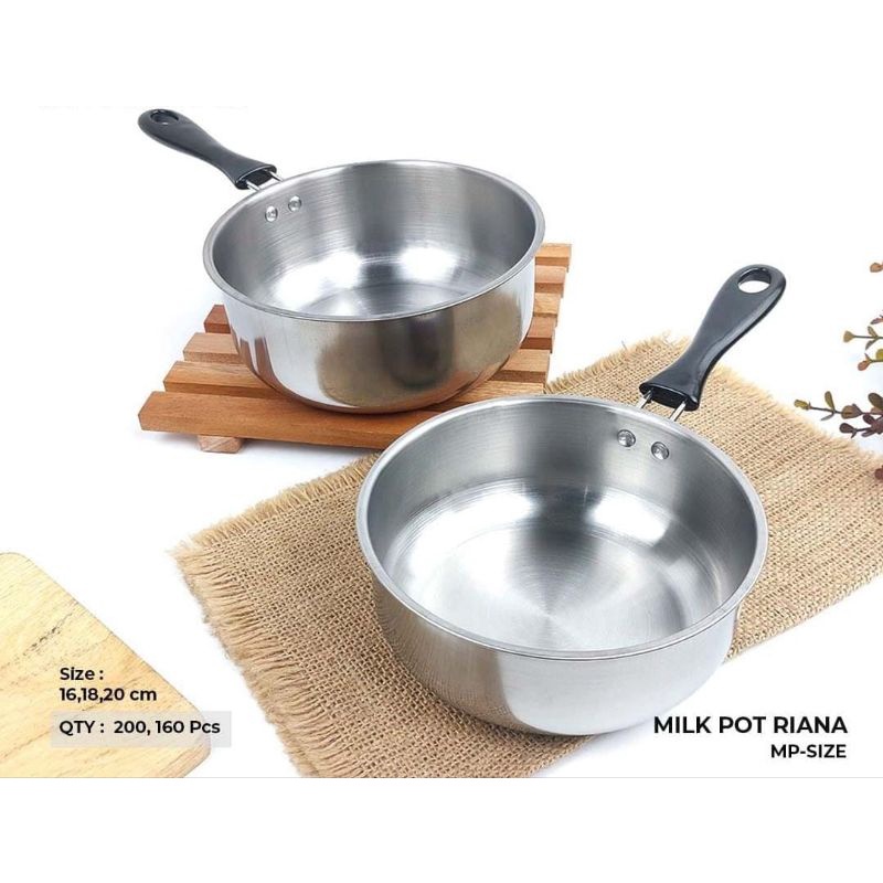 GOS -G404- Panci Susu Stainless 16cm - Panci Mie Serbaguna - Panci Stainless Milkpot Gagang