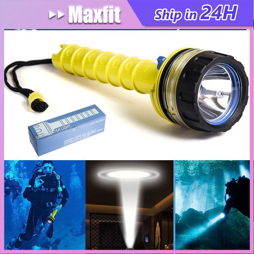 Senter Selam LED Profesional Tahan Lama Lebih Dari 24 Jam Tahan Air Super Terang Senter Menyelam Div