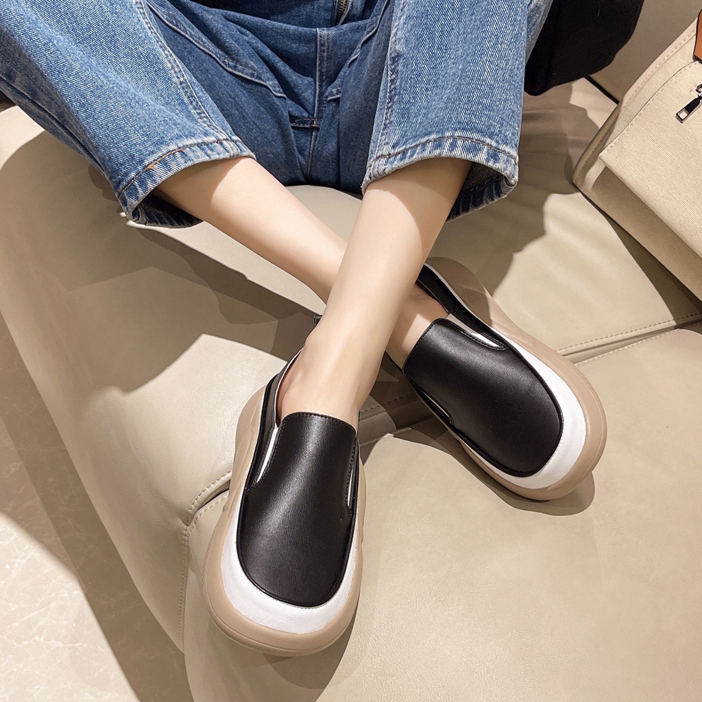 SHOEGALLERY LV0290 Sepatu Slip On Wanita Polos Kasual Gaya Korea Import