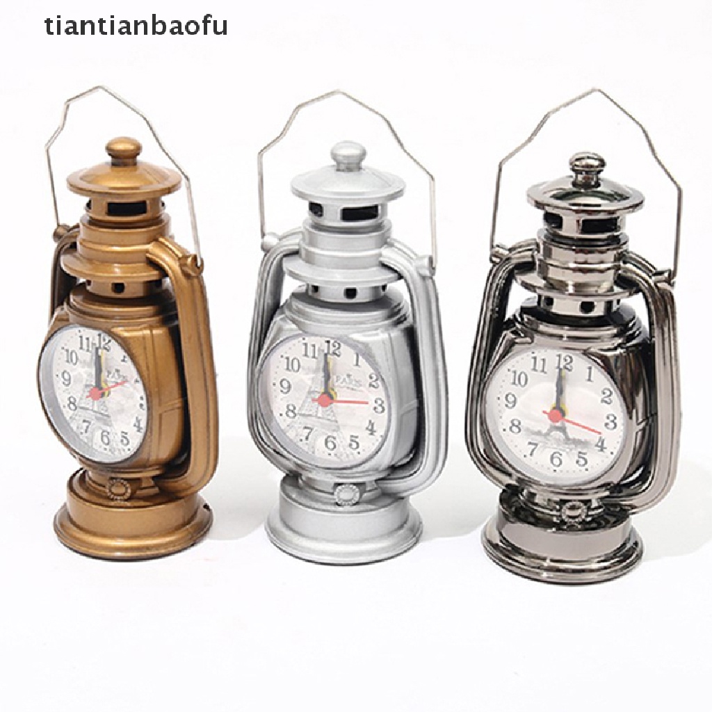 [tiantianbaofu] 1pc Jam Alarm Lampu Minyak Tanah Retro Vintage Alarm Clock Jam Meja Untuk Butik Rumah