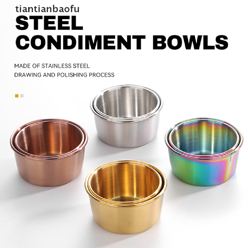 [tiantianbaofu] Piring Bumbu Stainless Steel Bulat Hot Pot Dipping Bowl Wadah Saus Makanan Butik