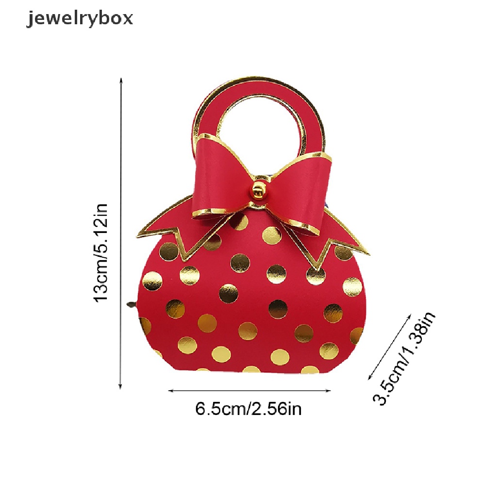 [jewelrybox] 10pcs Gold Dot Candy Gift Box Baby Shower Pernikahan Dragee Paper Box Dengan Handle Butik