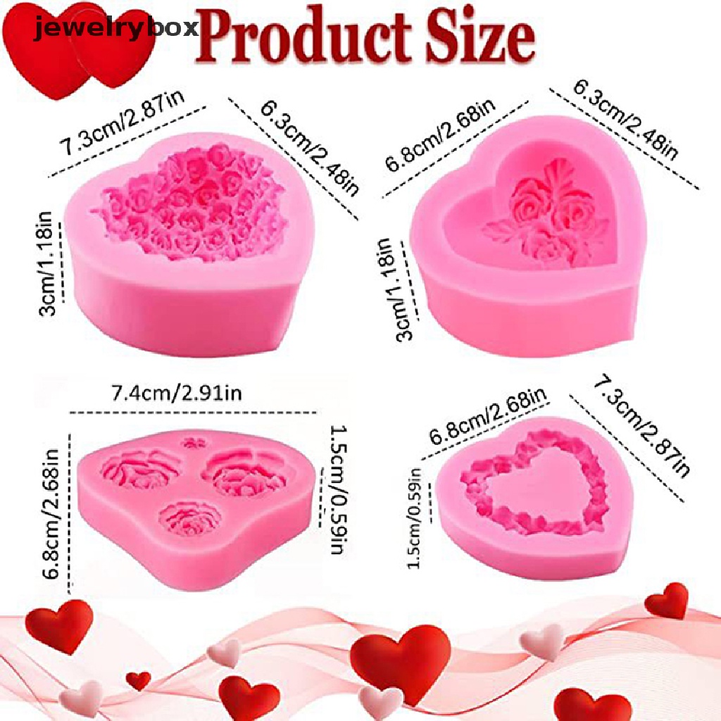 [jewelrybox] 1pc Heart Rose Shape Silicone Sugarcraft Cetakan Cupcake Baking Decorag Cetakan Butik