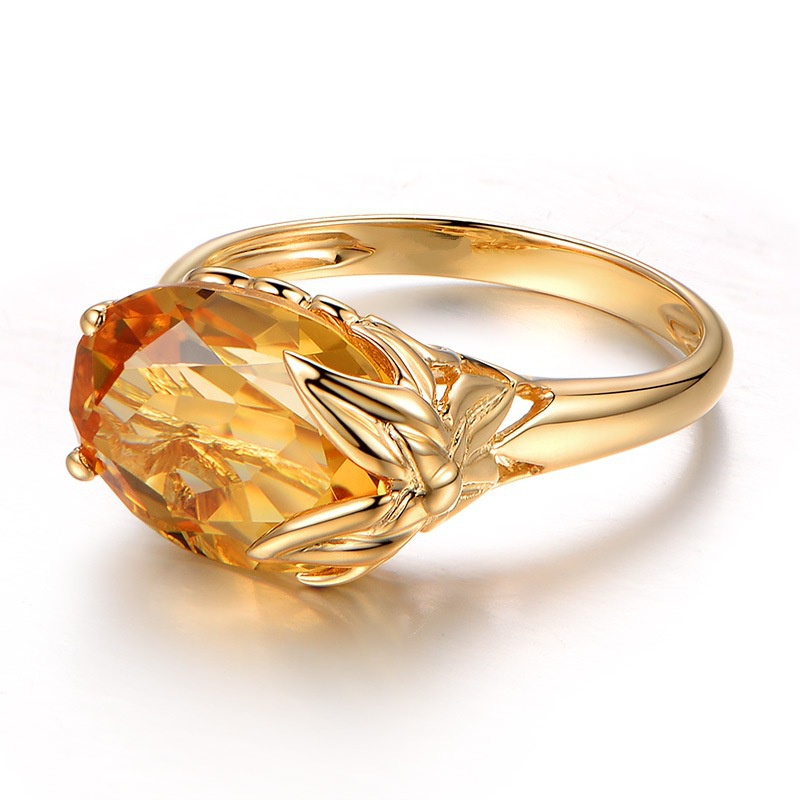 Goldkingdom Aksesoris Perhiasan Fashion Ready Stock Topaz Gemstone Ring Cincin Tunangan