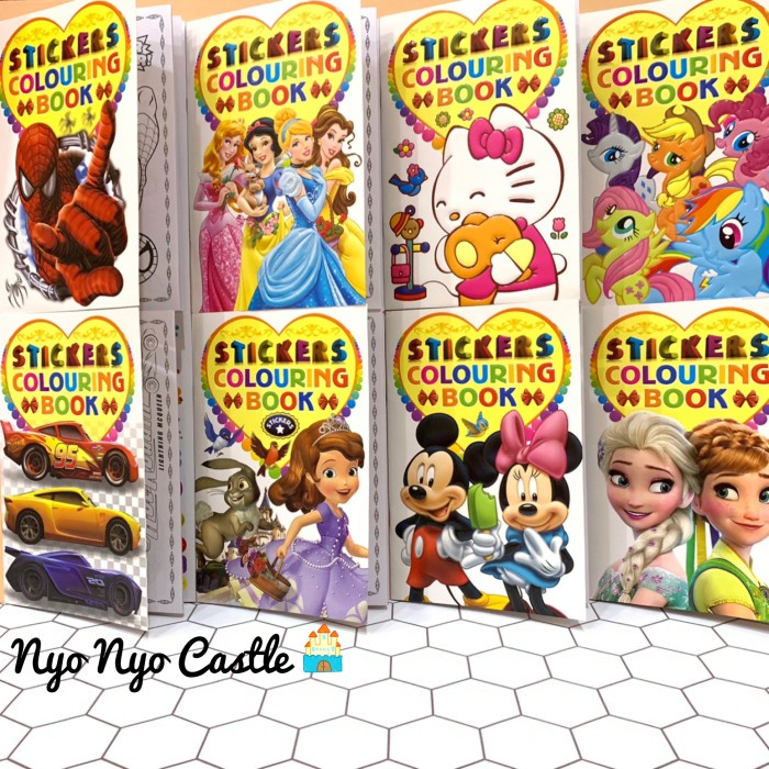 DN40- Buku Mewarnai Anak Sticker 16 Pages Mickey Sofia Princess Cars Frozen - Frozen KODE 212