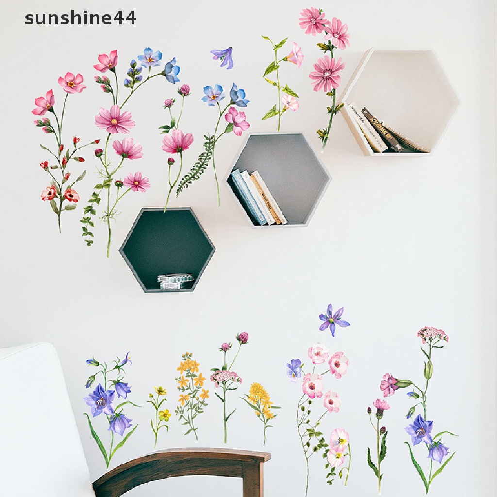 Sunshine Flowers Wall Stiker Dekorasi Kamar Rumah Poster Kamar Tidur Perekat Stiker Dinding ID