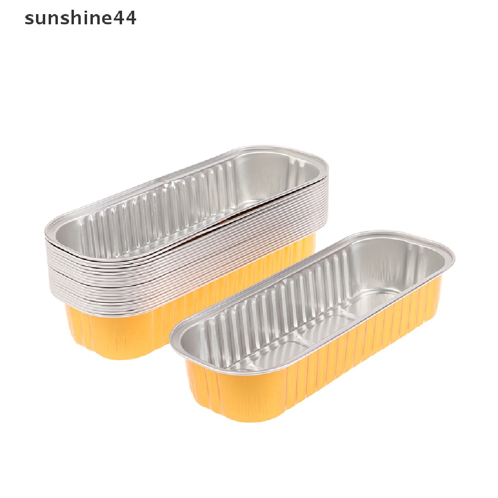 Sunshine 10Pcs Reusable Rectangle Aluminium Foil Tin Cup Dengan Tutup Cetakan Kue Puding ID