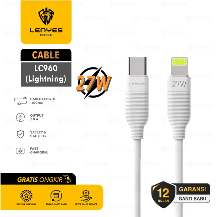 Lenyes LC960 Kabel data charge cable Fast Charging 27W C To Lightning casan