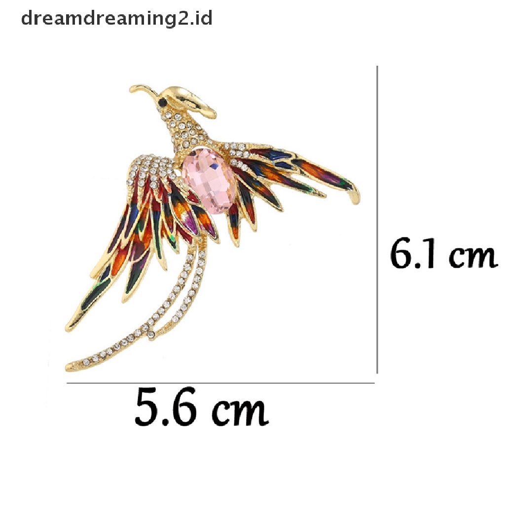 (hot) Kristal Enamel Phoenix Burung Bros Hewan Pin Untuk Wanita Pria Brooch Pin Hadiah//