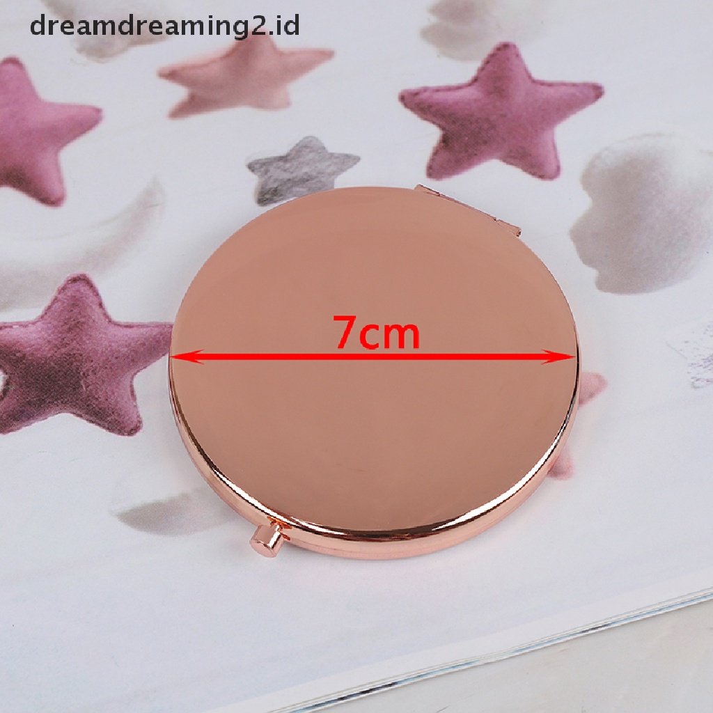 (hot) Vintage alloy compact pocket mirror Cermin Kosmetik Rias Lipat Pembesar//