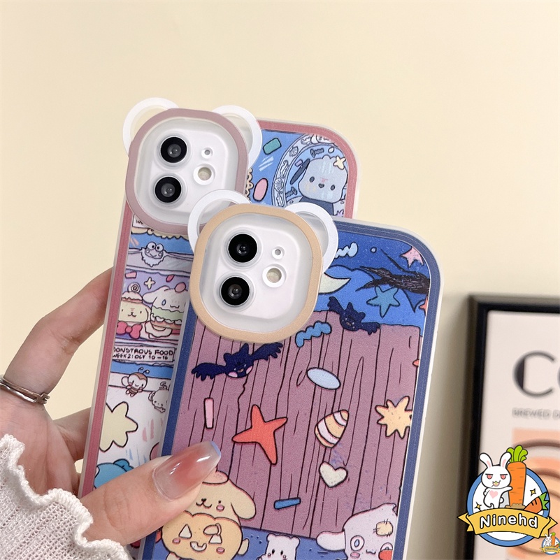 IPHONE Casing Kompatibel Untuk Iphone14 13 12 11 Pro Max X Xr Xs Max SE 8 7 6 6s Plus Motif Kartun Lucu Casing Ponsel Pelindung Kamera Shockproof Clear Bumper Soft TPU Cover Pelindung