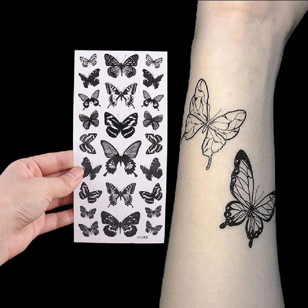 // Beauty// 1lembar Stiker Tato Temporer Tahan Air 3D Butterfly Fake Tattoo Leg Arm Art **