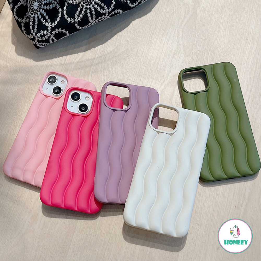 IPHONE Casing Dilapisi Riak Air 3D Warna Solid Mewah Untuk Iphone14 Pro Max13 12 11 14 Plus Rose Pink Shockproof Cover