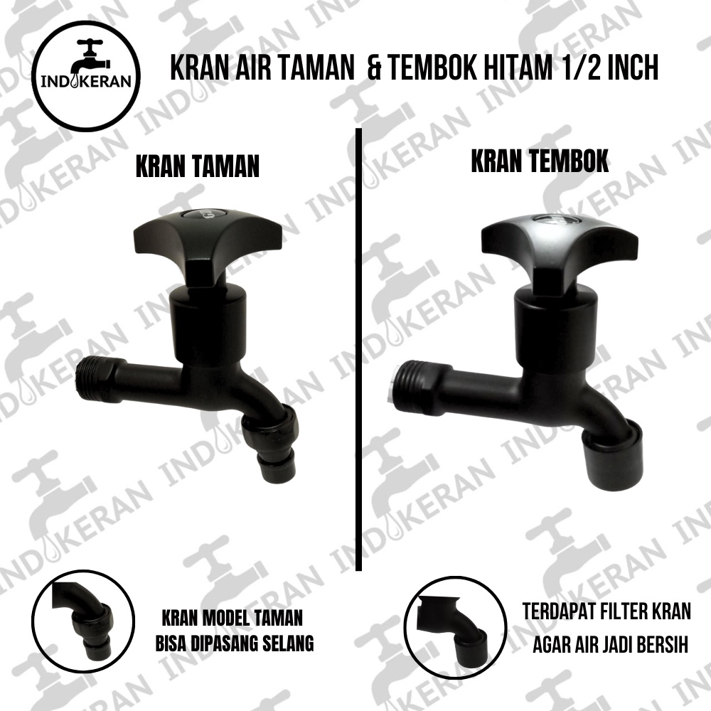 INDOKERAN - Kran Air Hitam Minimalis - 1/2 Inch